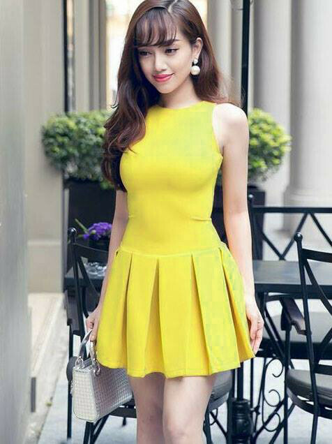 Đầm Công Sở Trẻ Trung Màu Vàng SANMAY Váy Dự Tiệc Cưới Sang Trọng, Vải Đũi  Thiết Kế Hàn Quốc Đẹp VD020 - Đầm dáng xòe | ThờiTrangNữ.vn